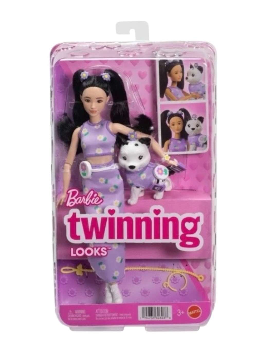 Barbie Twinning Looks 
Fashion Doll with Pet Dog